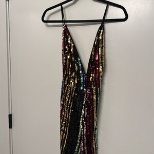 Rainbow sequence top shop jumpsuit size 8